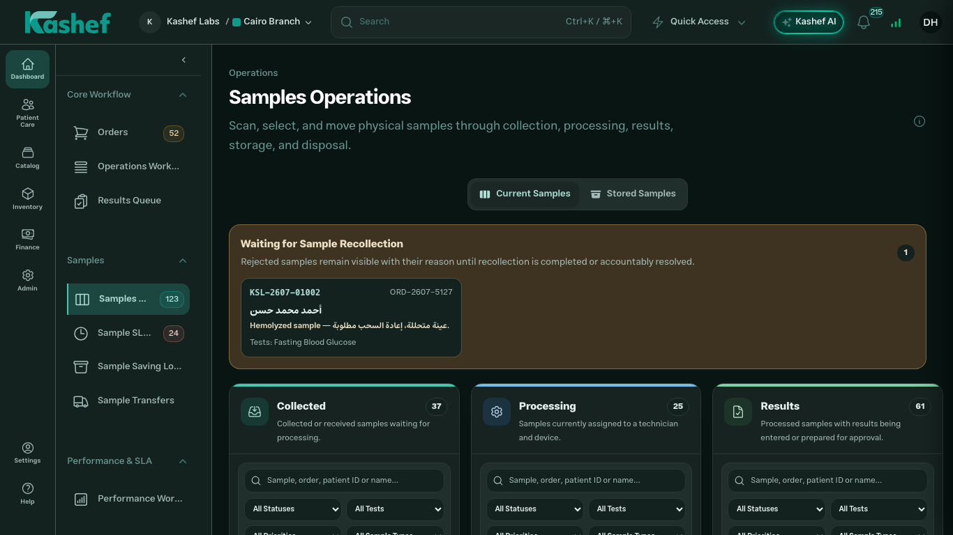 Kashef Samples Operations board