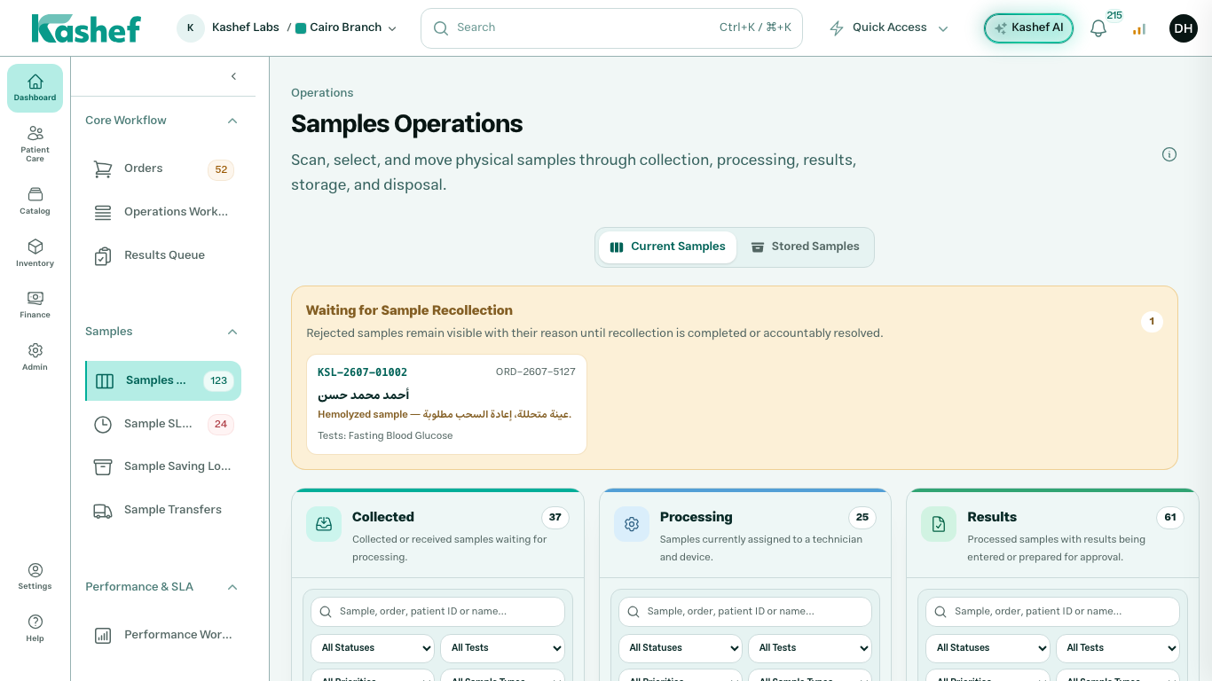 Kashef Samples Operations board